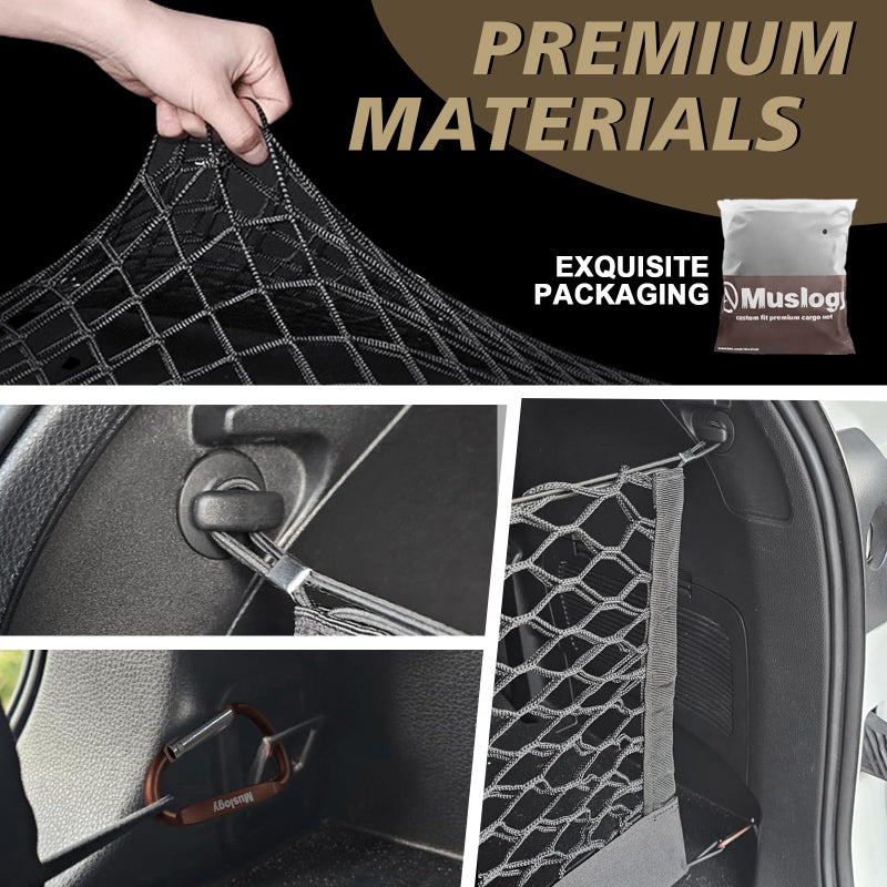 Muslogy Envelope Style Trunk Cargo Net Compatible with 2014-2025 Toyota Highlander Accessories Custom Fit Trunk Organizer Upgraded Mesh Storage Luggage Net with Metal Hooks - Image 5